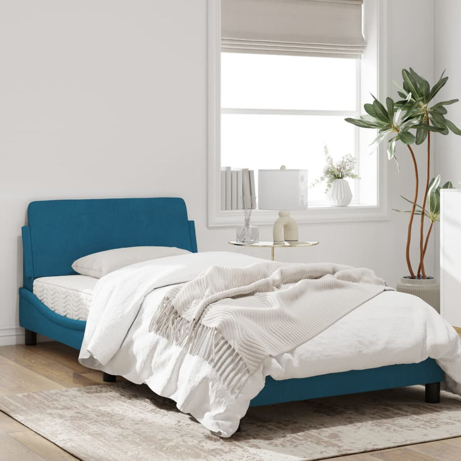 Bedframe Met Hoofdeinde Fluweel Blauw 100X200 Cm