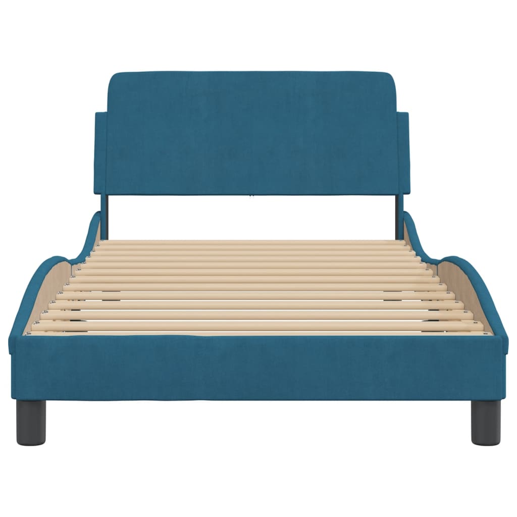 Bedframe Met Hoofdeinde Fluweel Blauw 100X200 Cm