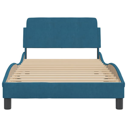 Bedframe Met Hoofdeinde Fluweel Blauw 100X200 Cm