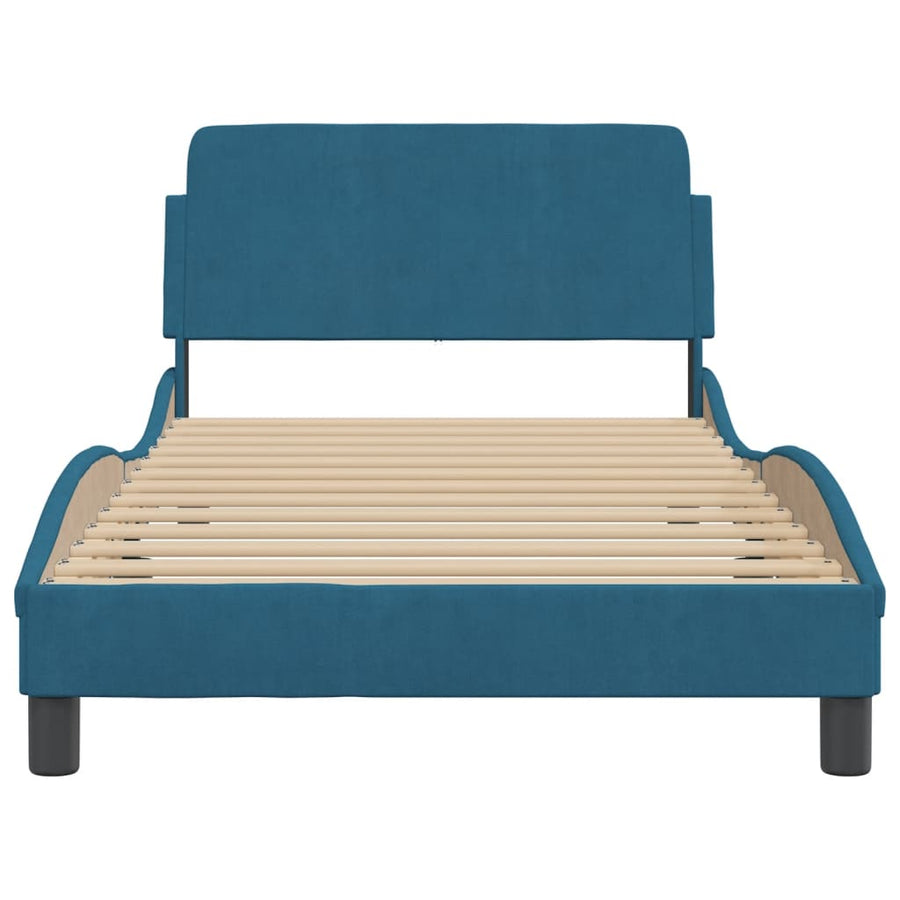 Bedframe Met Hoofdeinde Fluweel Blauw 100X200 Cm