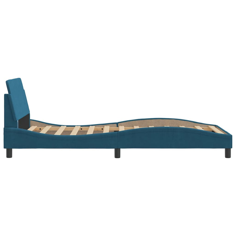 Bedframe Met Hoofdeinde Fluweel Blauw 100X200 Cm