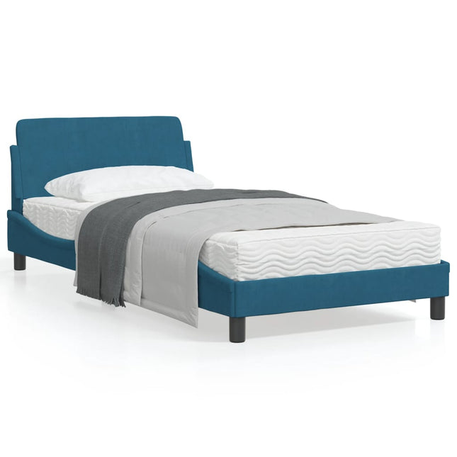 Bedframe Met Hoofdeinde Fluweel Blauw 100X200 Cm