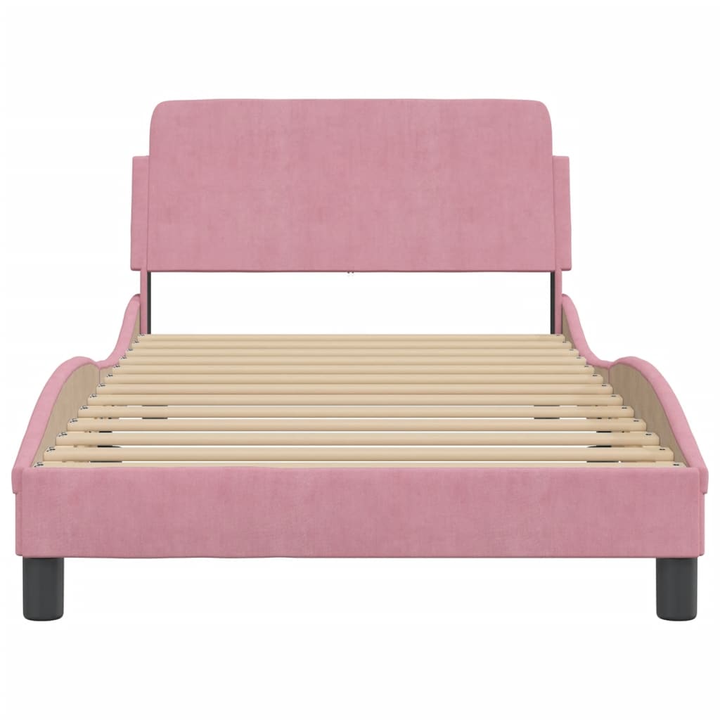 Bedframe Met Hoofdeinde Fluweel Roze 100X200 Cm