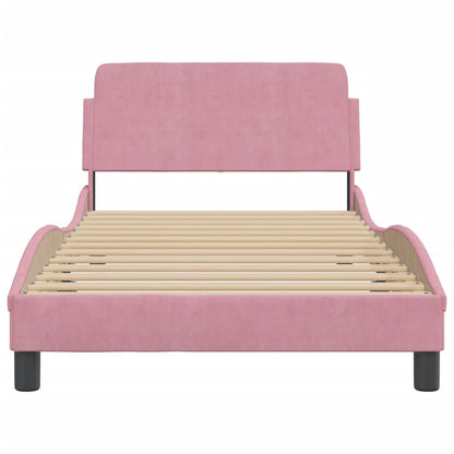 Bedframe Met Hoofdeinde Fluweel Roze 100X200 Cm