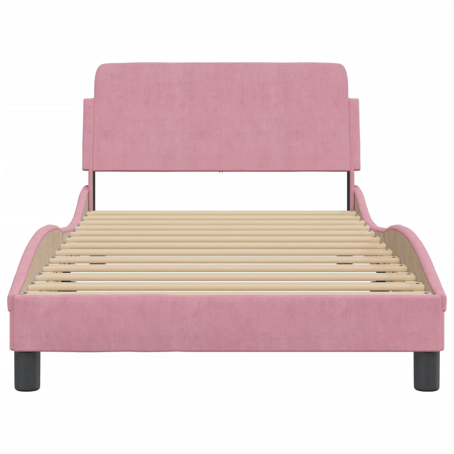 Bedframe Met Hoofdeinde Fluweel Roze 100X200 Cm
