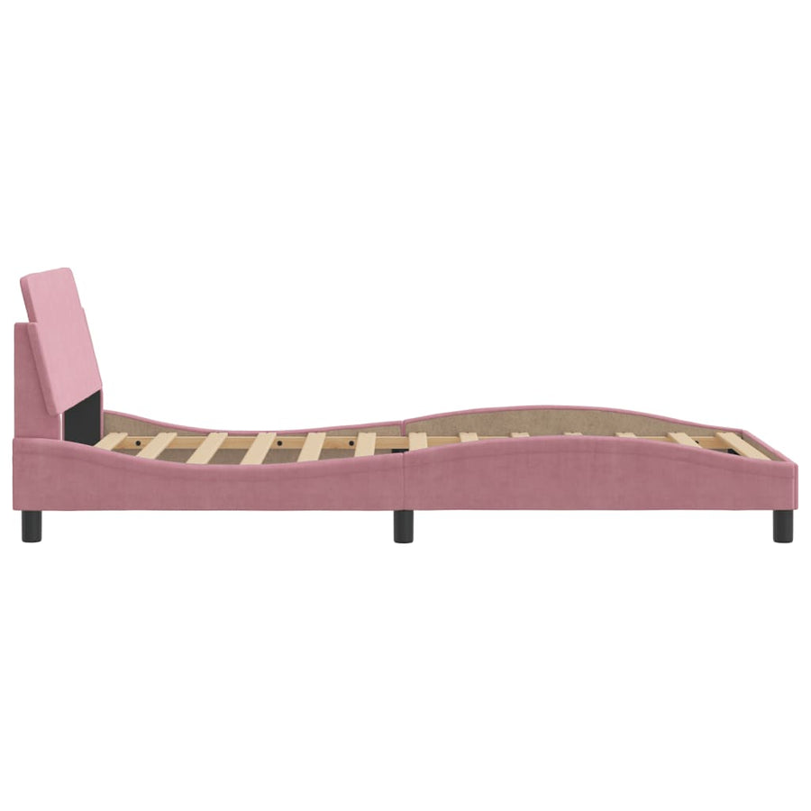 Bedframe Met Hoofdeinde Fluweel Roze 100X200 Cm