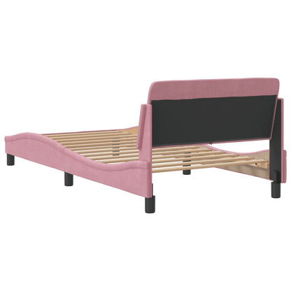 Bedframe Met Hoofdeinde Fluweel Roze 100X200 Cm