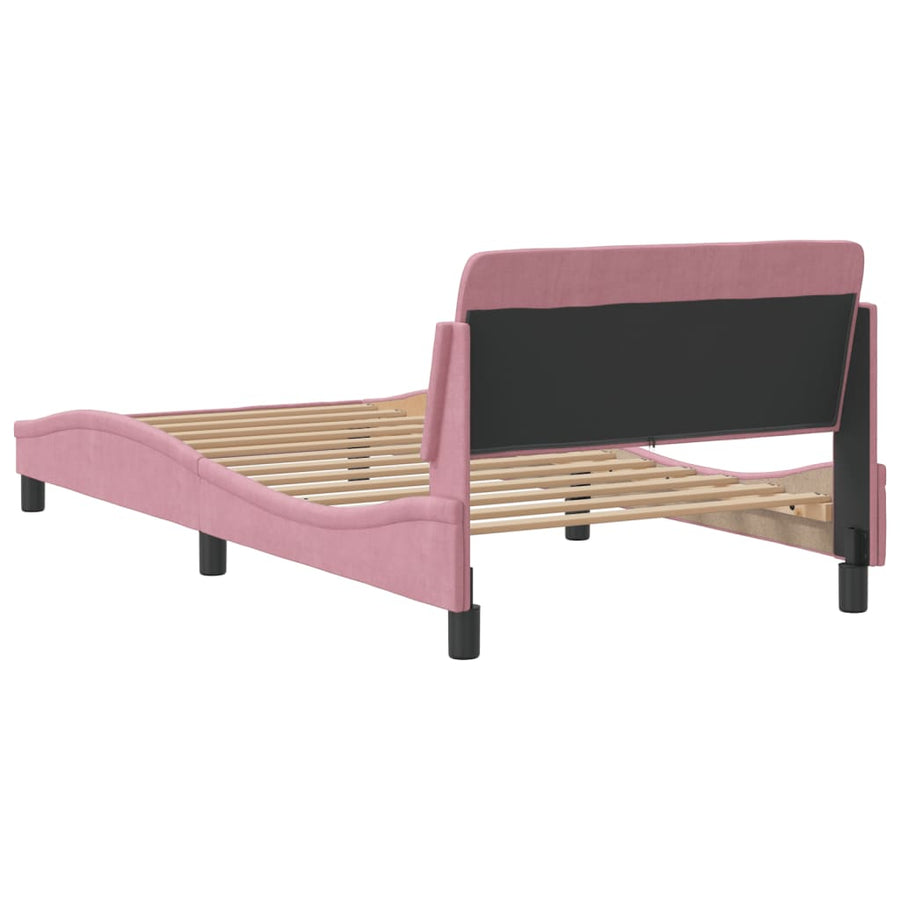 Bedframe Met Hoofdeinde Fluweel Roze 100X200 Cm