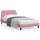 Bedframe Met Hoofdeinde Fluweel Roze 100X200 Cm