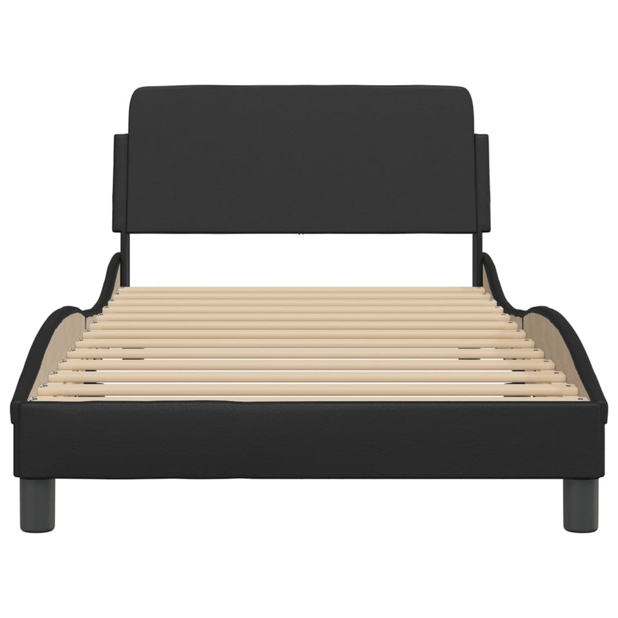 Bedframe Met Hoofdbord Kunstleer Zwart 100X200 Cm