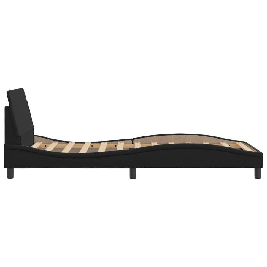 Bedframe Met Hoofdbord Kunstleer Zwart 100X200 Cm