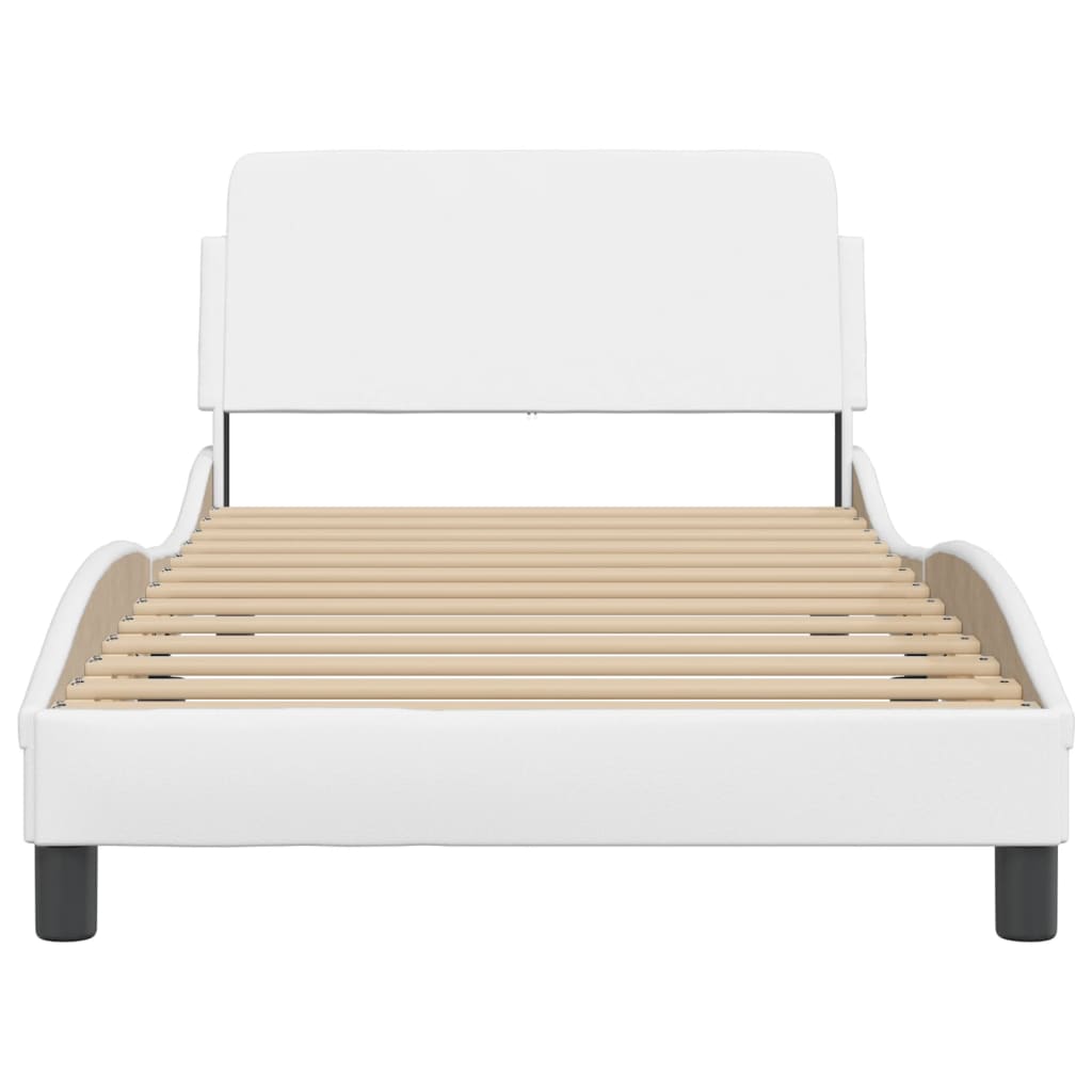 Bedframe Met Hoofdbord Kunstleer Wit 100X200 Cm