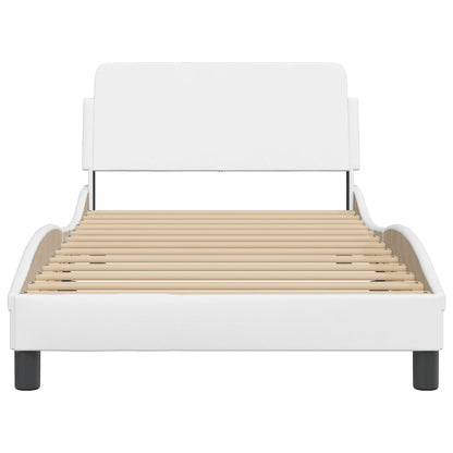Bedframe Met Hoofdbord Kunstleer Wit 100X200 Cm