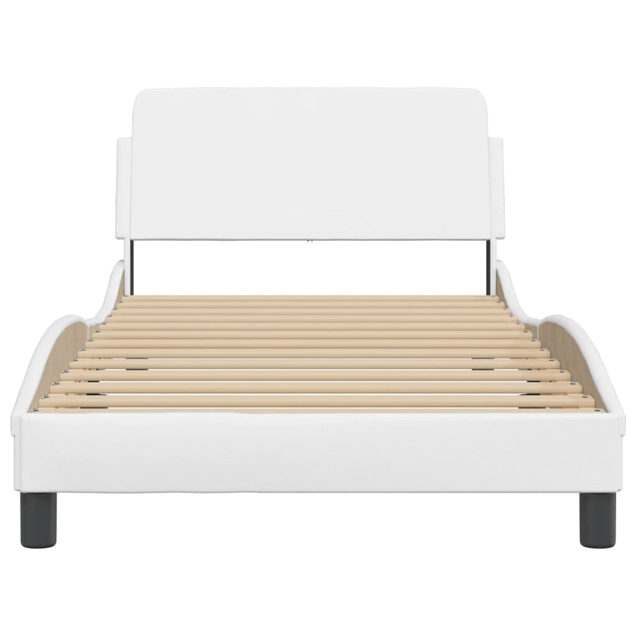 Bedframe Met Hoofdbord Kunstleer Wit 100X200 Cm
