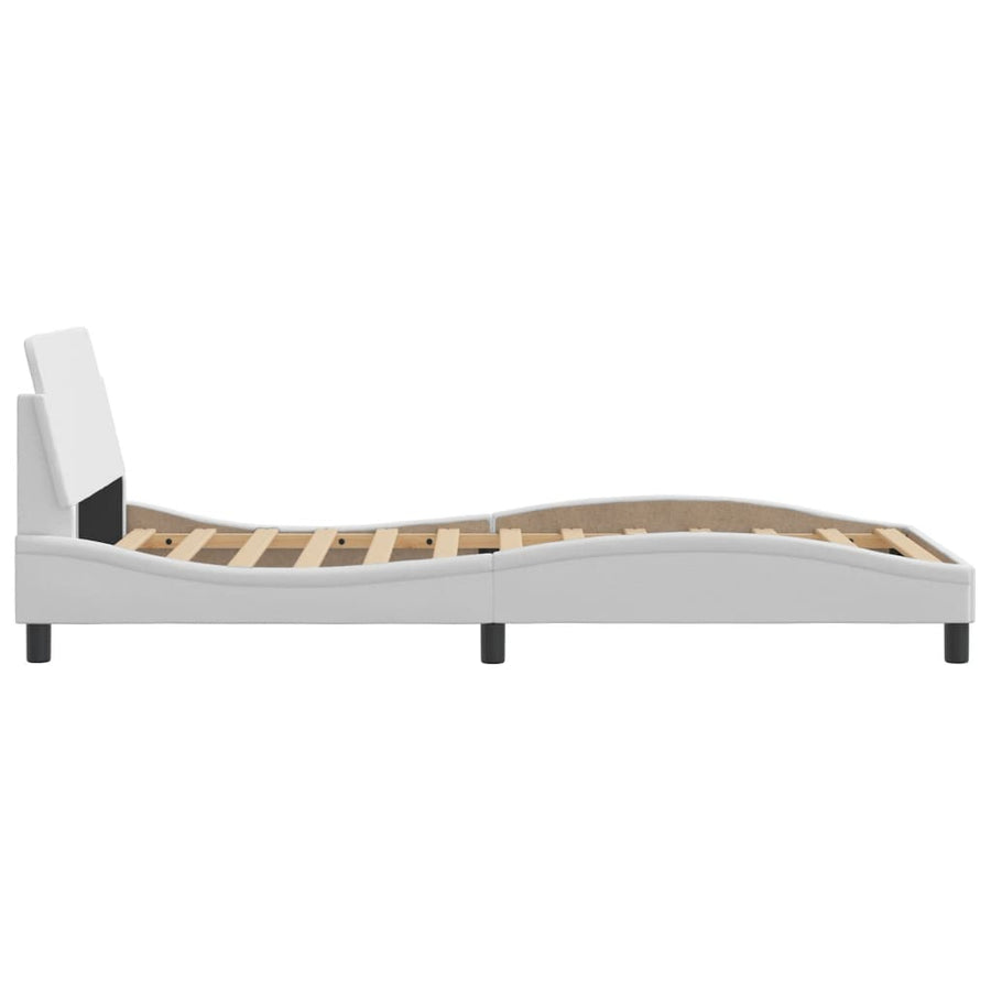 Bedframe Met Hoofdbord Kunstleer Wit 100X200 Cm