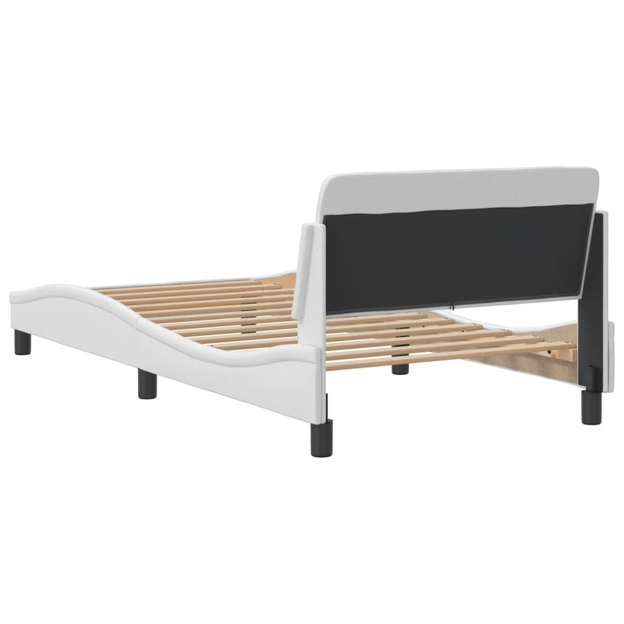 Bedframe Met Hoofdbord Kunstleer Wit 100X200 Cm