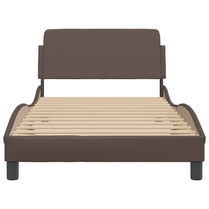 Bedframe Met Hoofdbord Kunstleer Bruin 100X200 Cm