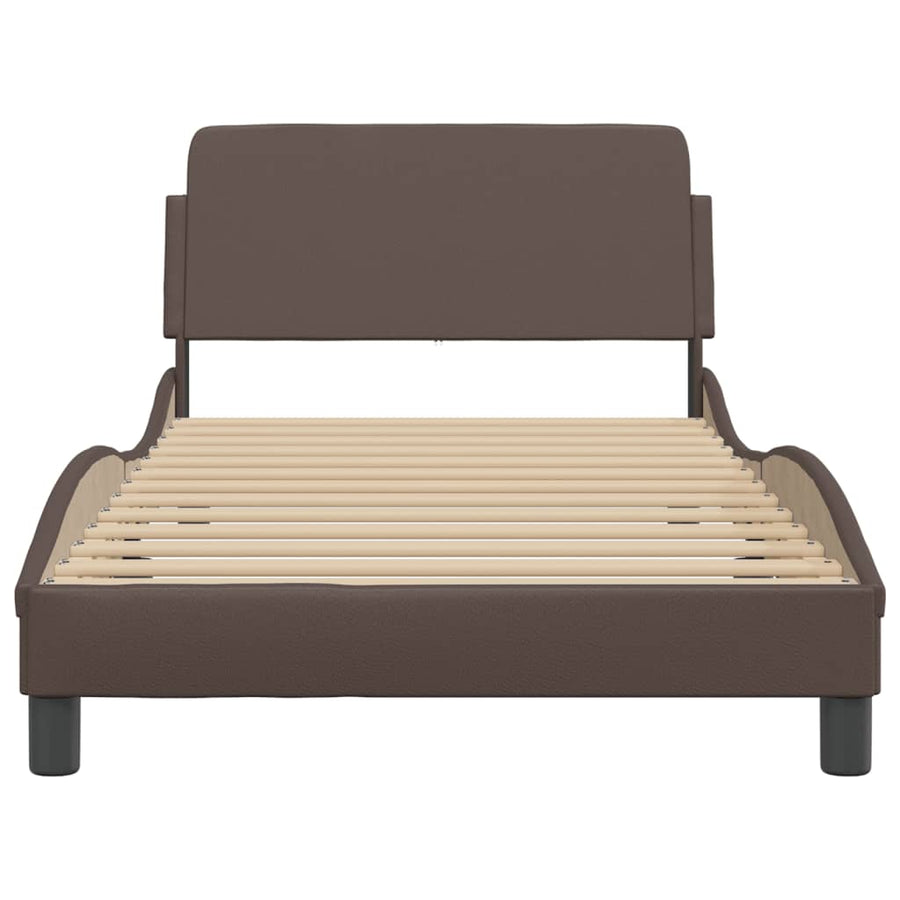 Bedframe Met Hoofdbord Kunstleer Bruin 100X200 Cm