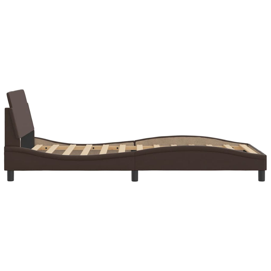 Bedframe Met Hoofdbord Kunstleer Bruin 100X200 Cm