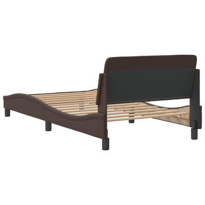 Bedframe Met Hoofdbord Kunstleer Bruin 100X200 Cm