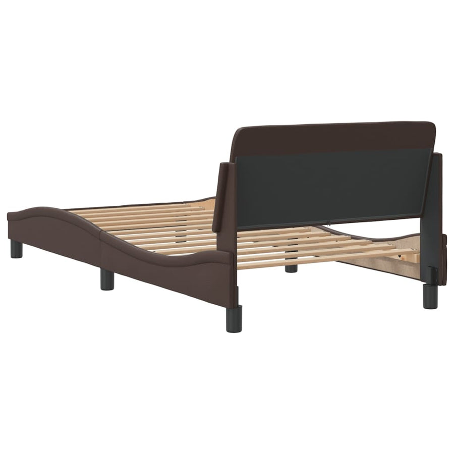 Bedframe Met Hoofdbord Kunstleer Bruin 100X200 Cm