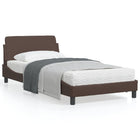 Bedframe Met Hoofdbord Kunstleer Bruin 100X200 Cm