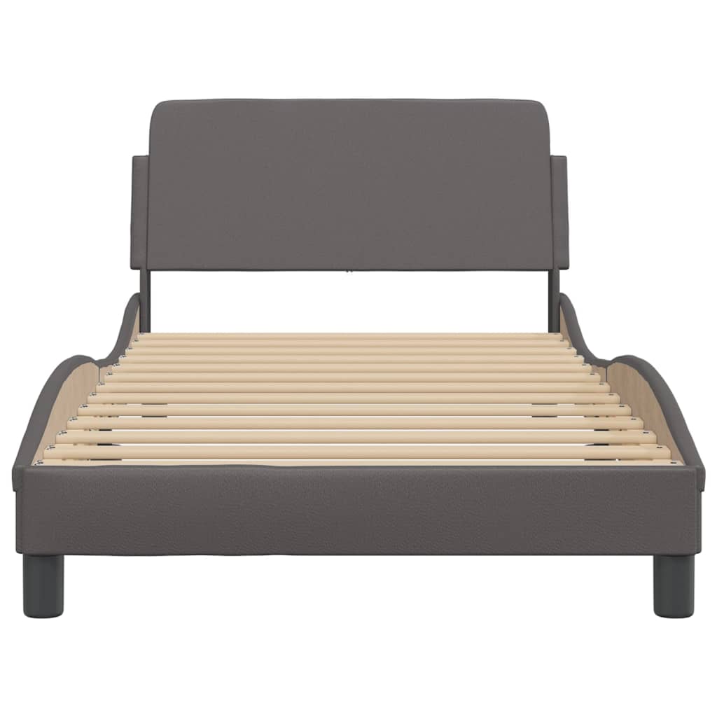 Bedframe Met Hoofdbord Kunstleer Grijs 100X200 Cm