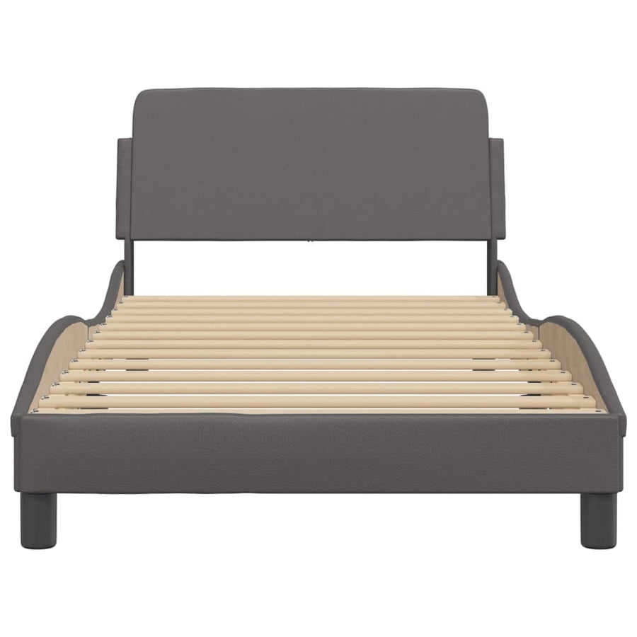 Bedframe Met Hoofdbord Kunstleer Grijs 100X200 Cm