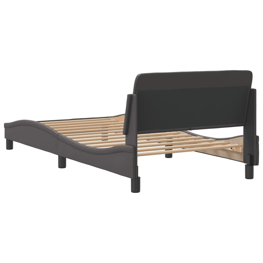 Bedframe Met Hoofdbord Kunstleer Grijs 100X200 Cm