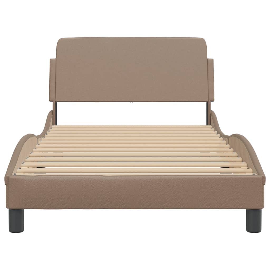 Bedframe Met Hoofdbord Kunstleer Cappuccinokleurig 100X200 Cm