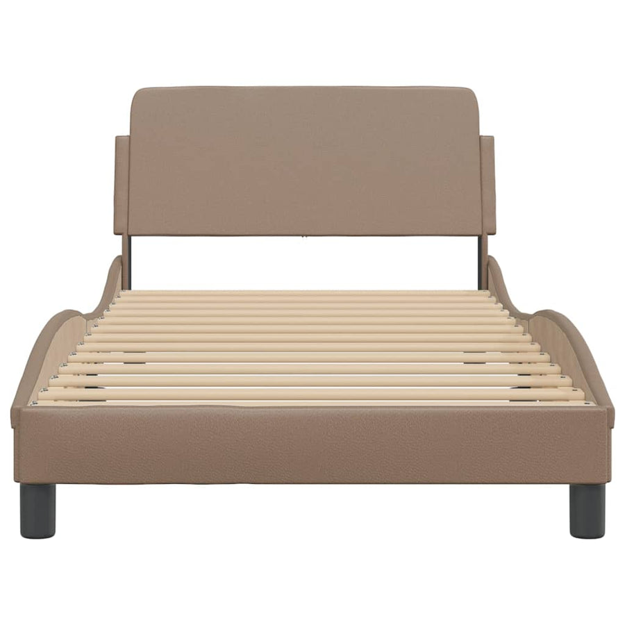 Bedframe Met Hoofdbord Kunstleer Cappuccinokleurig 100X200 Cm