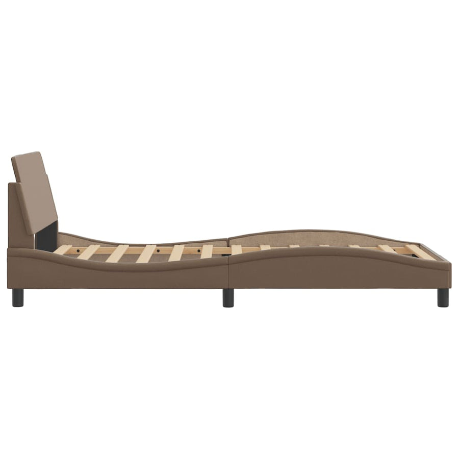 Bedframe Met Hoofdbord Kunstleer Cappuccinokleurig 100X200 Cm