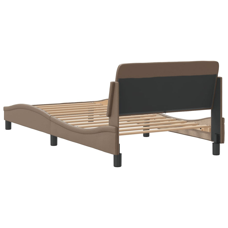 Bedframe Met Hoofdbord Kunstleer Cappuccinokleurig 100X200 Cm