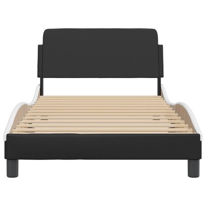 Bedframe Met Hoofdbord Kunstleer Zwart En Wit 100X200 Cm