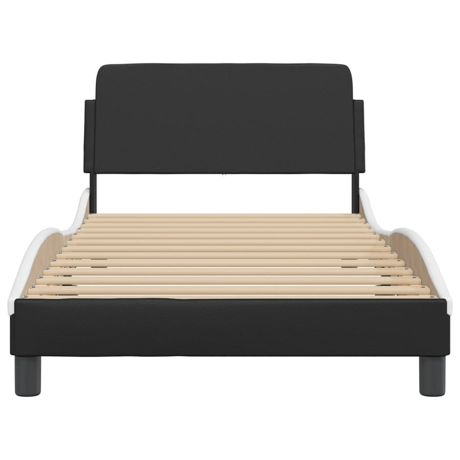 Bedframe Met Hoofdbord Kunstleer Zwart En Wit 100X200 Cm