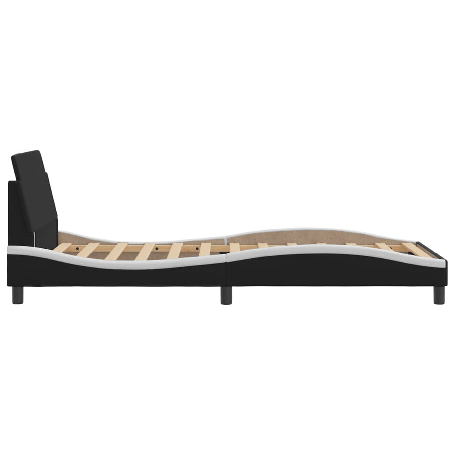 Bedframe Met Hoofdbord Kunstleer Zwart En Wit 100X200 Cm