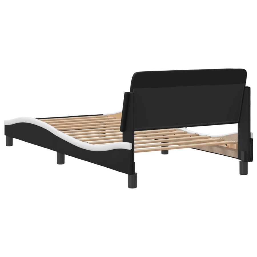 Bedframe Met Hoofdbord Kunstleer Zwart En Wit 100X200 Cm