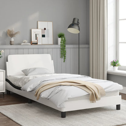 Bedframe Met Hoofdbord Kunstleer Zwart En Wit 100X200 Cm