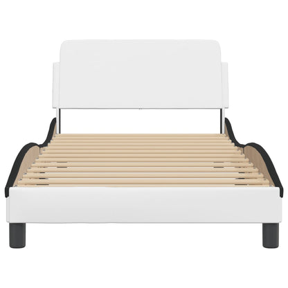 Bedframe Met Hoofdbord Kunstleer Zwart En Wit 100X200 Cm