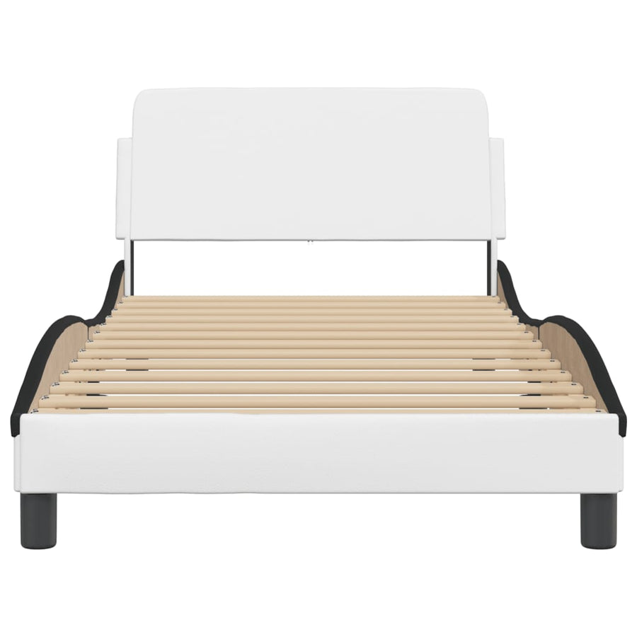 Bedframe Met Hoofdbord Kunstleer Zwart En Wit 100X200 Cm