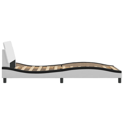 Bedframe Met Hoofdbord Kunstleer Zwart En Wit 100X200 Cm
