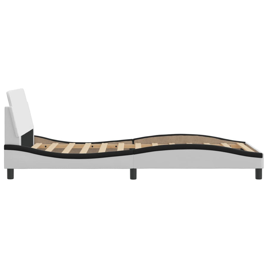Bedframe Met Hoofdbord Kunstleer Zwart En Wit 100X200 Cm