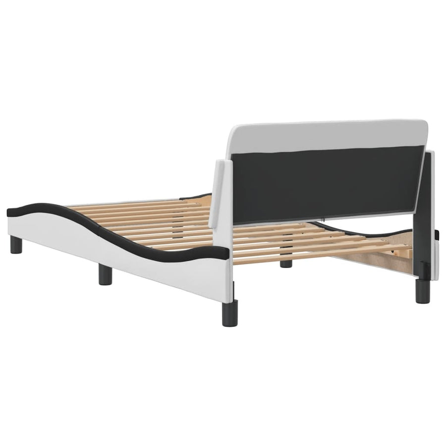 Bedframe Met Hoofdbord Kunstleer Zwart En Wit 100X200 Cm