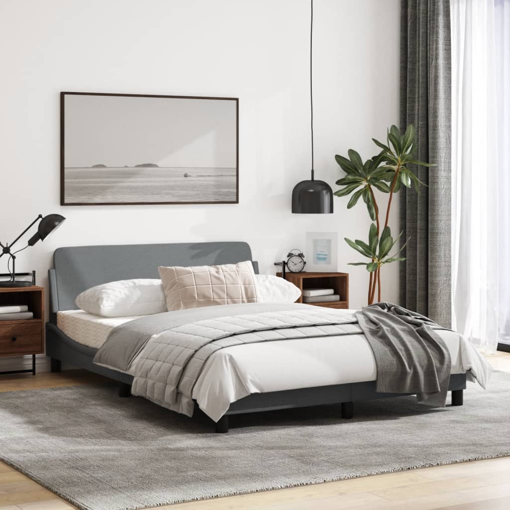Bedframe Met Hoofdbord Stof Lichtgrijs 120X200 Cm