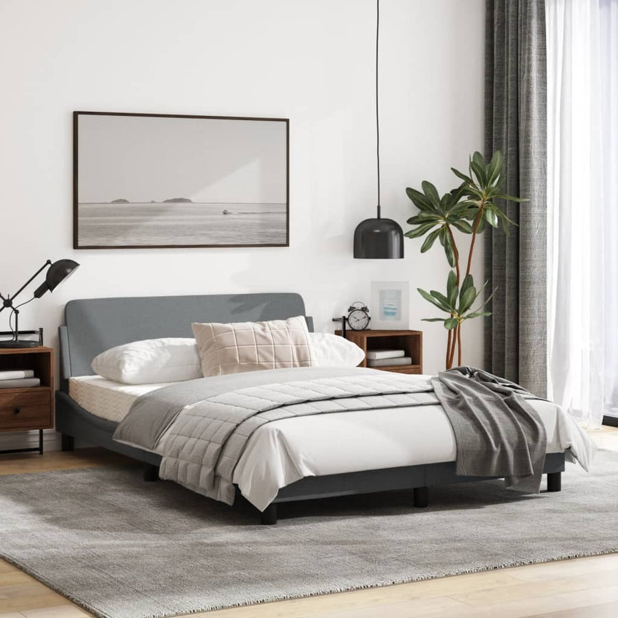 Bedframe Met Hoofdbord Stof Lichtgrijs 120X200 Cm