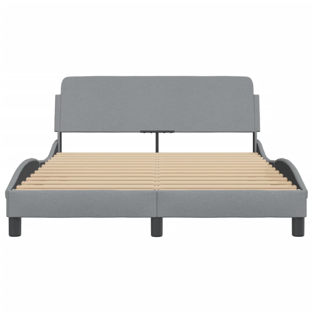 Bedframe Met Hoofdbord Stof Lichtgrijs 120X200 Cm