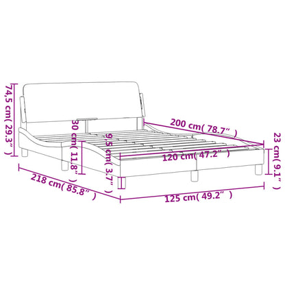 Bedframe Met Hoofdbord Stof Lichtgrijs 120X200 Cm
