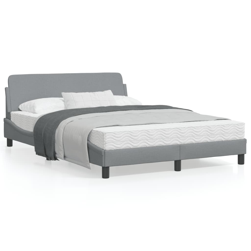 Bedframe Met Hoofdbord Stof Lichtgrijs 120X200 Cm