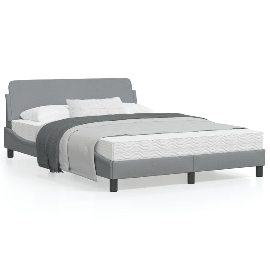 Bedframe Met Hoofdbord Stof Lichtgrijs 120X200 Cm
