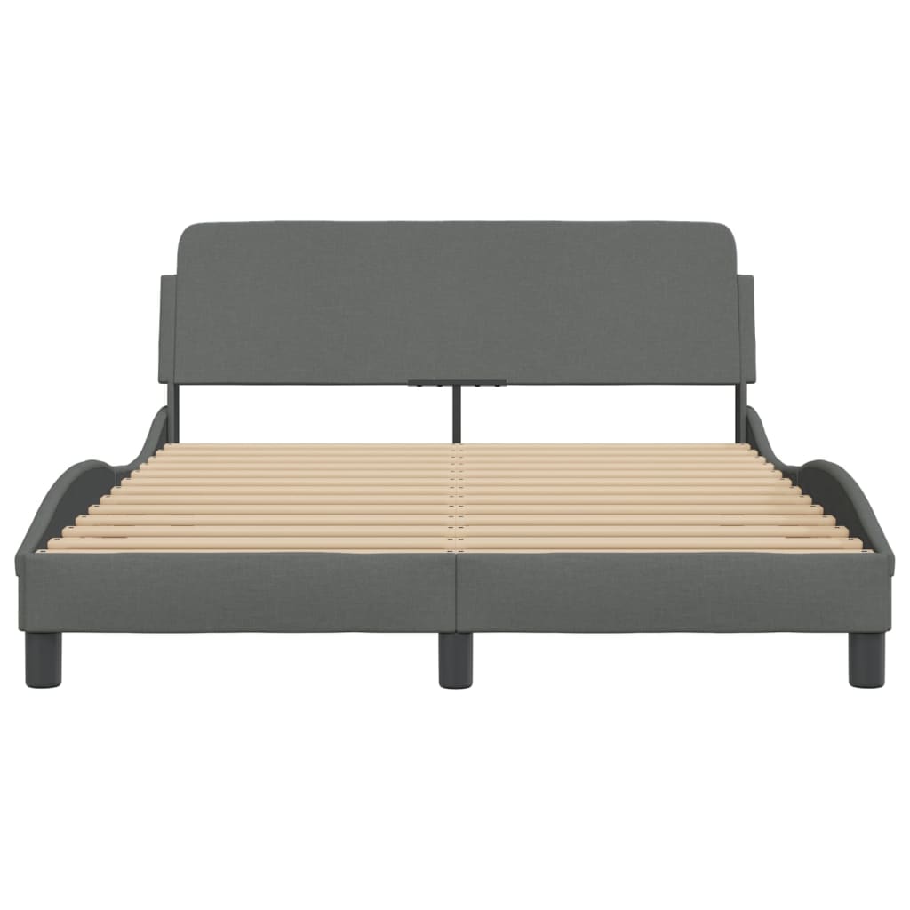 Bedframe Met Hoofdbord Stof Donkergrijs 120X200 Cm